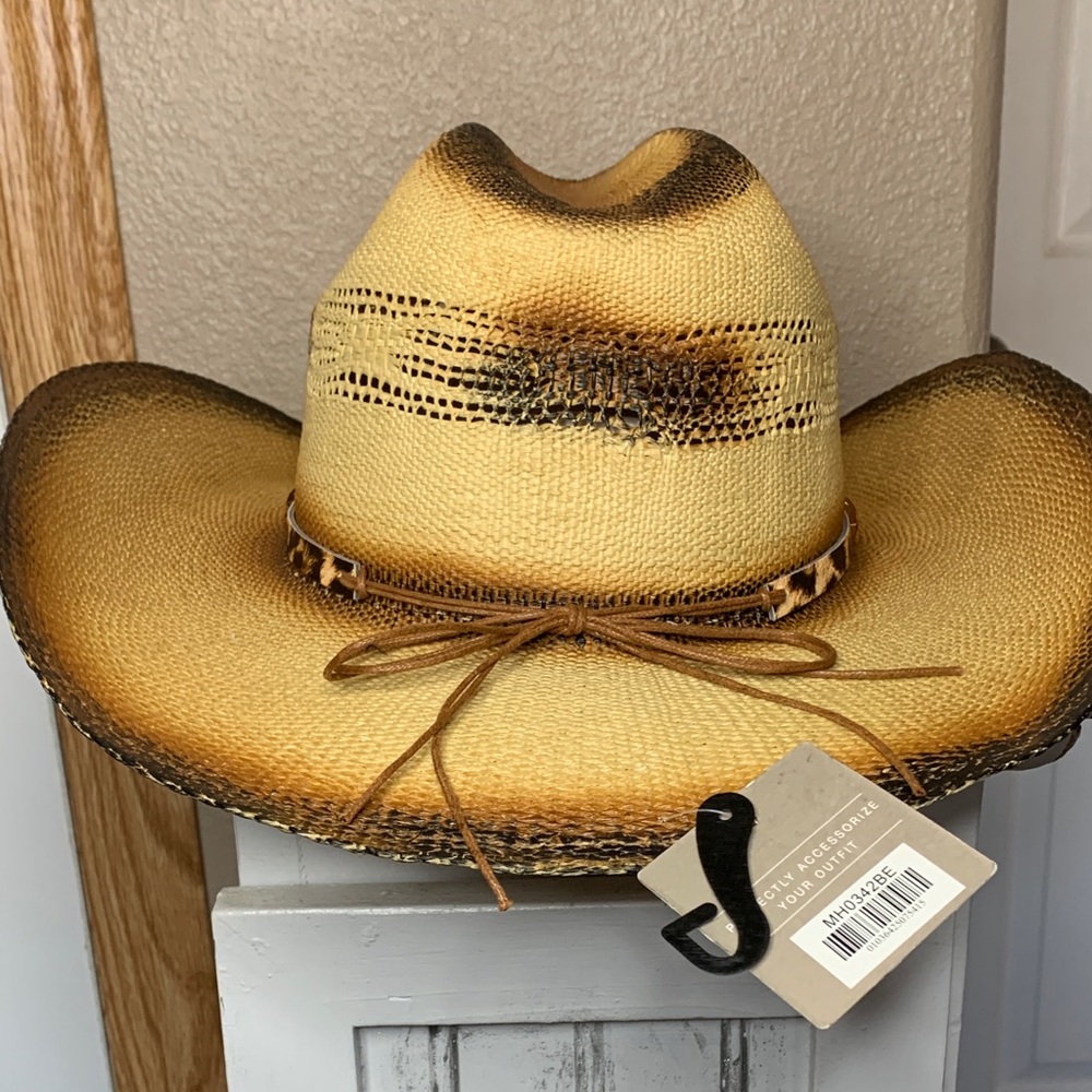 COWGIRL Desert Ember Beige Distressed Hat with Band One Size - Picture 6 of 6